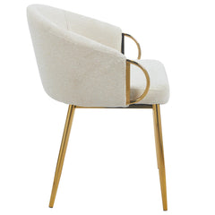 Lot de 2 chaises arrondies et matelassées Patricia Métal doré et Tissu Beige