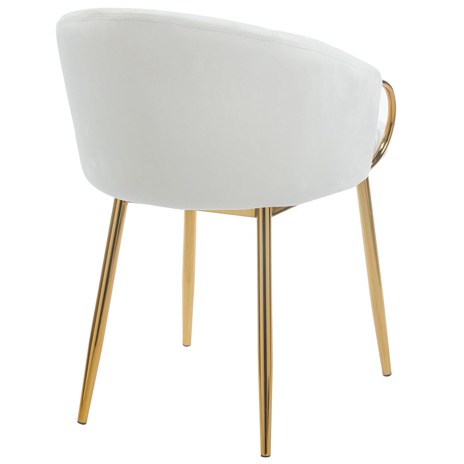 Lot de 2 chaises arrondies et matelassées Patricia Métal doré et Velours Crème