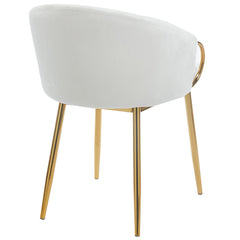 Lot de 2 chaises arrondies et matelassées Patricia Métal doré et Velours Crème