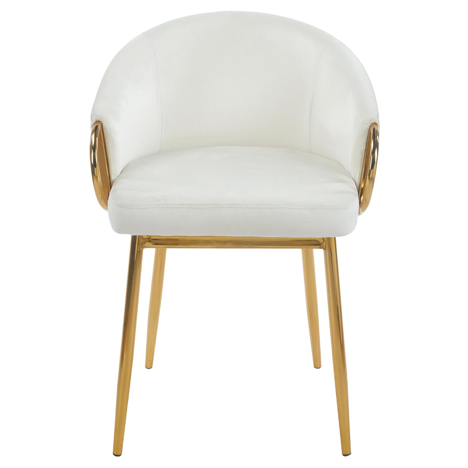 Lot de 2 chaises arrondies et matelassées Patricia Métal doré et Velours Crème