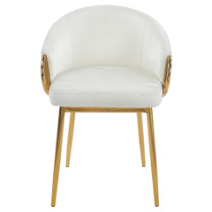 Lot de 2 chaises arrondies et matelassées Patricia Métal doré et Velours Crème