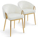 Lot de 2 chaises en métal doré et velours crème
