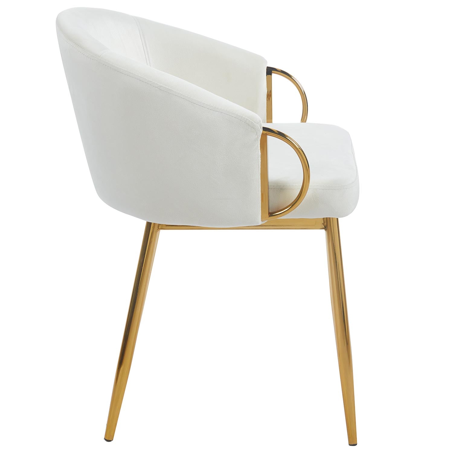 Lot de 2 chaises arrondies et matelassées Patricia Métal doré et Velours Crème
