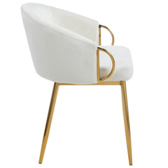 Lot de 2 chaises arrondies et matelassées Patricia Métal doré et Velours Crème