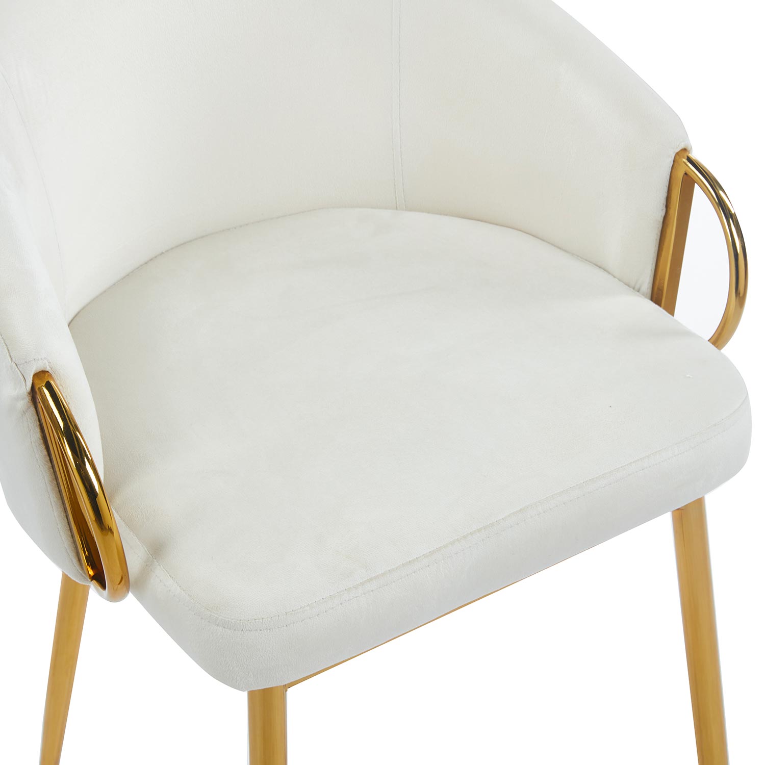 Lot de 2 chaises arrondies et matelassées Patricia Métal doré et Velours Crème