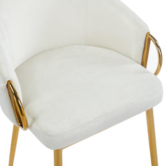 Lot de 2 chaises arrondies et matelassées Patricia Métal doré et Velours Crème
