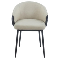 Lot de 2 chaises Chantil arrondies matelassées métal noir tissu beige