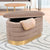 Banquette-coffre matelassée avec base dorée Ceryne velours taupe