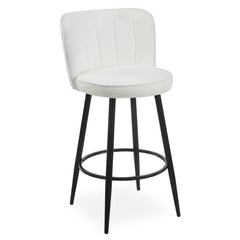 Lot de 2 chaises de bar au dossier incurvé Philippa Tissu bouclette Crème