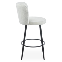 Lot de 2 chaises de bar au dossier incurvé Philippa Tissu bouclette Crème