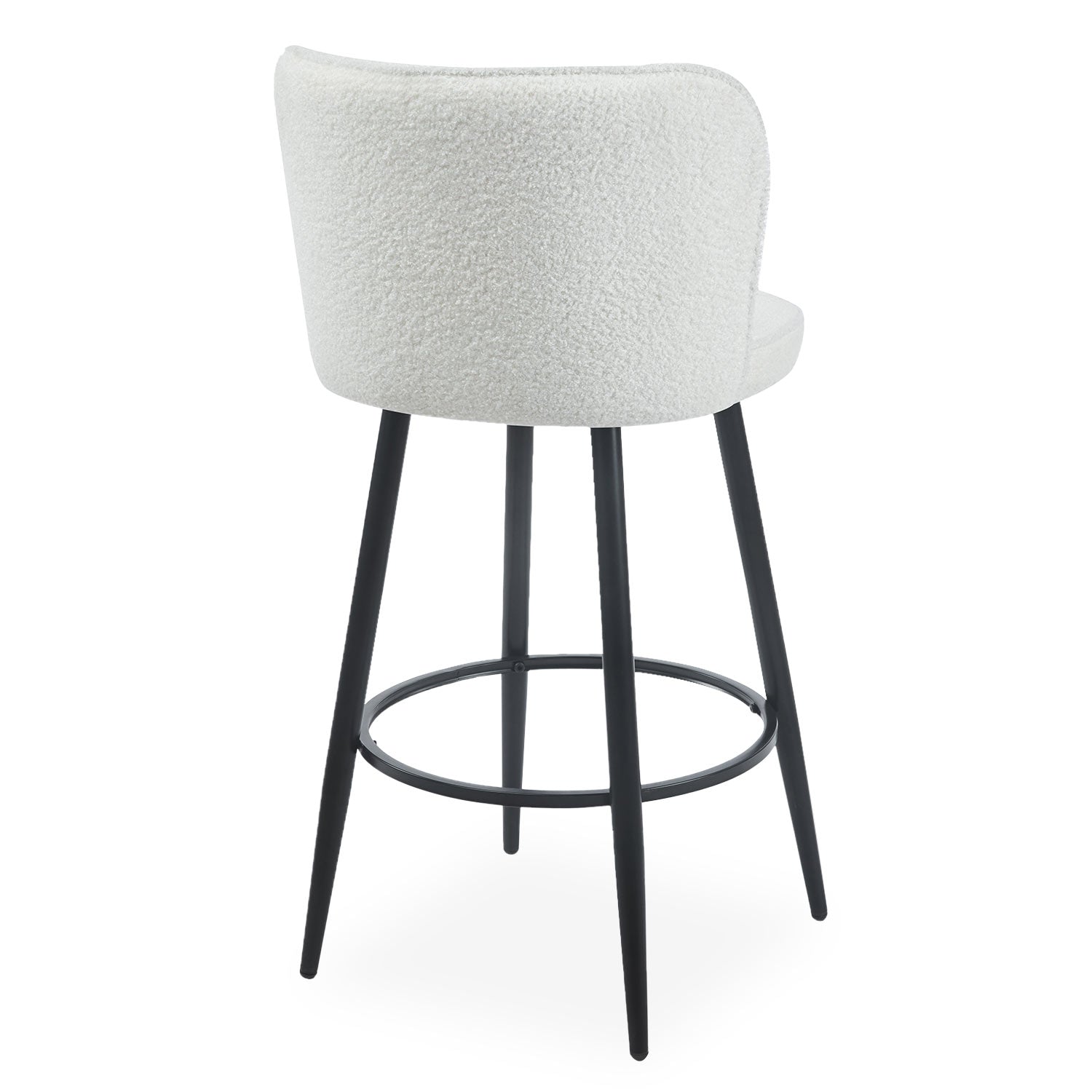 Lot de 2 chaises de bar au dossier incurvé Philippa Tissu bouclette Crème