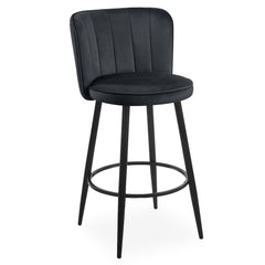 Lot de 2 chaises de bar Colnan dossier incurvé velours noir
