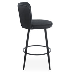 Lot de 2 chaises de bar Colnan dossier incurvé velours noir