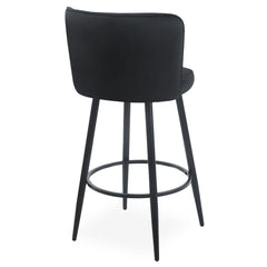Lot de 2 chaises de bar Colnan dossier incurvé velours noir