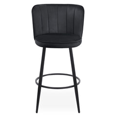 Lot de 2 chaises de bar Colnan dossier incurvé velours noir