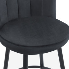 Lot de 2 chaises de bar Colnan dossier incurvé velours noir