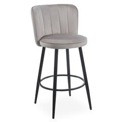 Lot de 2 chaises de bar Colnan au dossier incurvé en velours taupe grisé