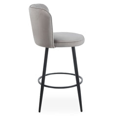 Lot de 2 chaises de bar Colnan au dossier incurvé en velours taupe grisé