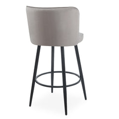 Lot de 2 chaises de bar Colnan au dossier incurvé en velours taupe grisé