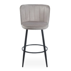 Lot de 2 chaises de bar Colnan au dossier incurvé en velours taupe grisé
