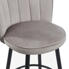Lot de 2 chaises de bar Colnan au dossier incurvé en velours taupe grisé