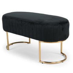 Banquette matelassée Celzas pieds métal doré et velours noir