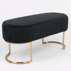 Banquette matelassée Celzas pieds métal doré et velours noir