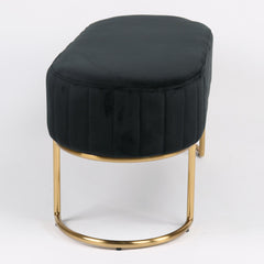 Banquette matelassée Celzas pieds métal doré et velours noir