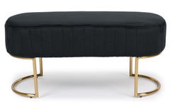 Banquette matelassée Celzas pieds métal doré et velours noir