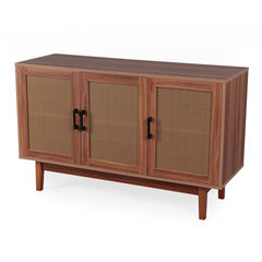 Buffet trois portes Carpar en rotin et bois L113cm