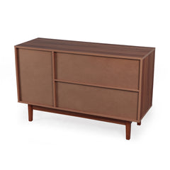 Buffet trois portes Carpar en rotin et bois L113cm