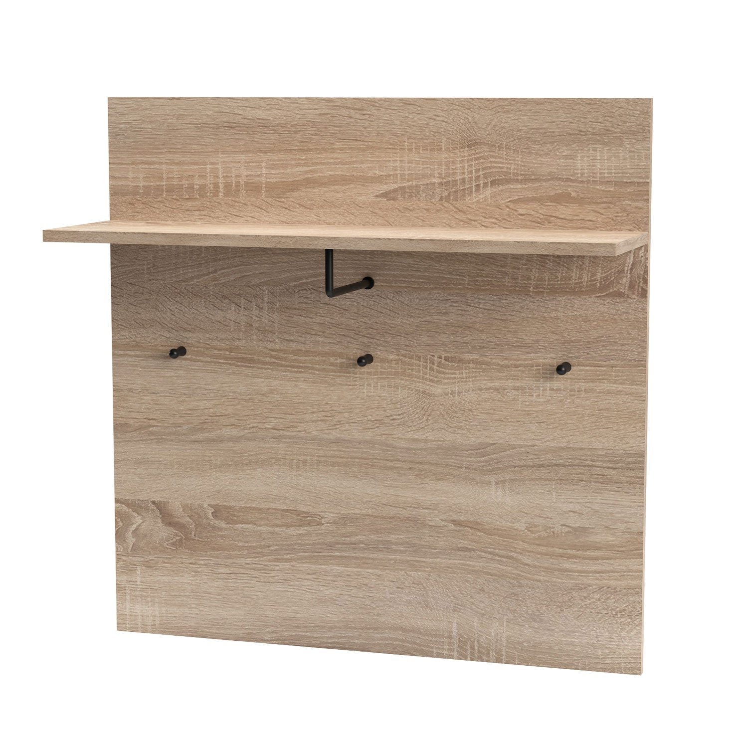 Portemanteau mural avec étagère et 3 patères Irysel 80x80cm Bois sonoma