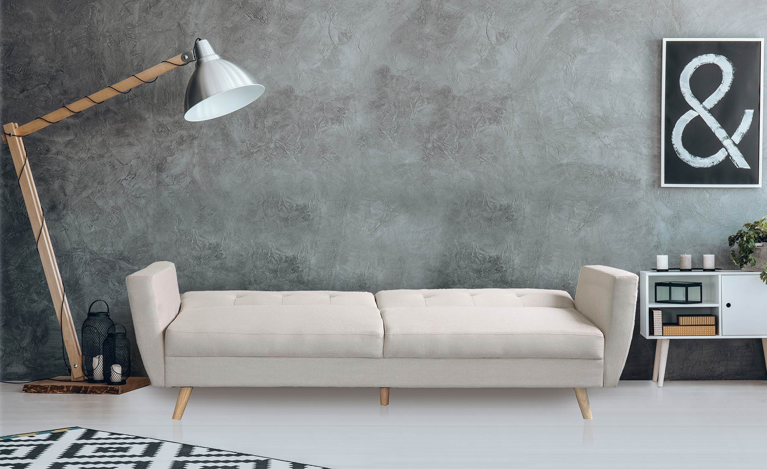 Canapé convertible scandinave Refresha Tissu Beige