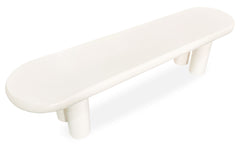 Table basse Clivo arrondie 160 cm avec pieds colonnes crème