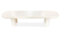 Table basse Clivo arrondie 160 cm avec pieds colonnes crème