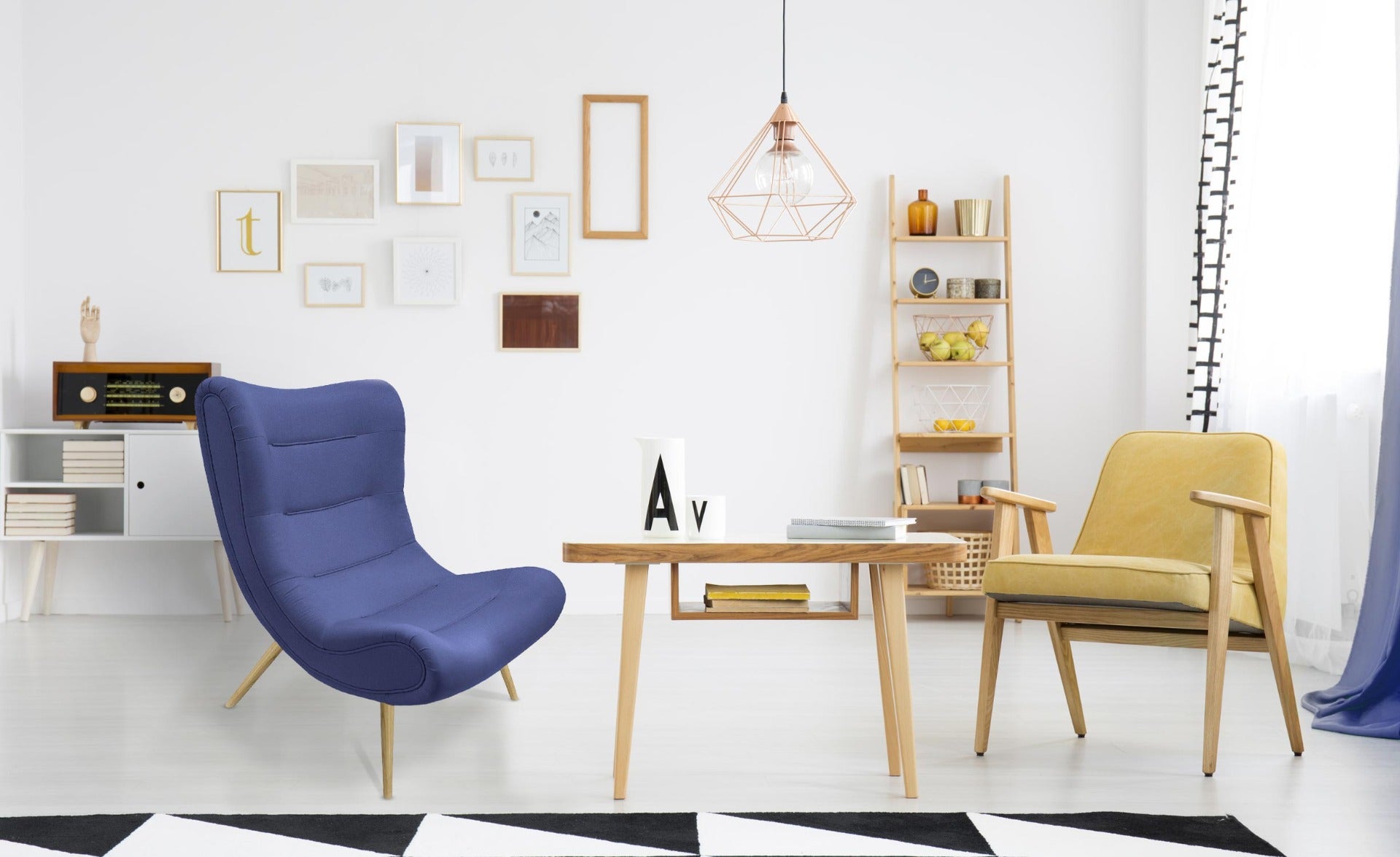 Fauteuil scandinave Romilly Tissu Bleu