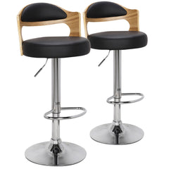 Lot de 2 chaises de bar chêne clair et noir Alado