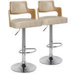 Lot de 2 chaises de bar pivotantes Russel en chêne clair et crème