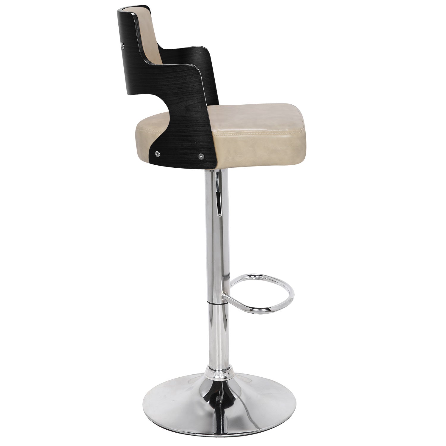 Lot de 8 chaises de bar Russel Bois Noir et Crème