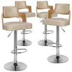 Lot de 4 chaises de bar Russel en chêne clair et simili crème