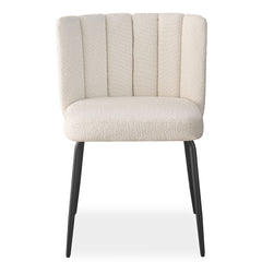 Lot de 8 chaises design Sabine Tissu Bouclette Crème