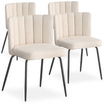 Lot de 4 chaises en tissu bouclette crème