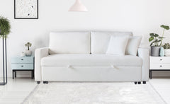 Canapé 3 places Convertible Saphir Tissu Bouclette Écru