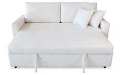 Canapé 3 places Convertible Saphir Tissu Bouclette Écru