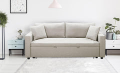 Canapé convertible 3 places en tissu beige