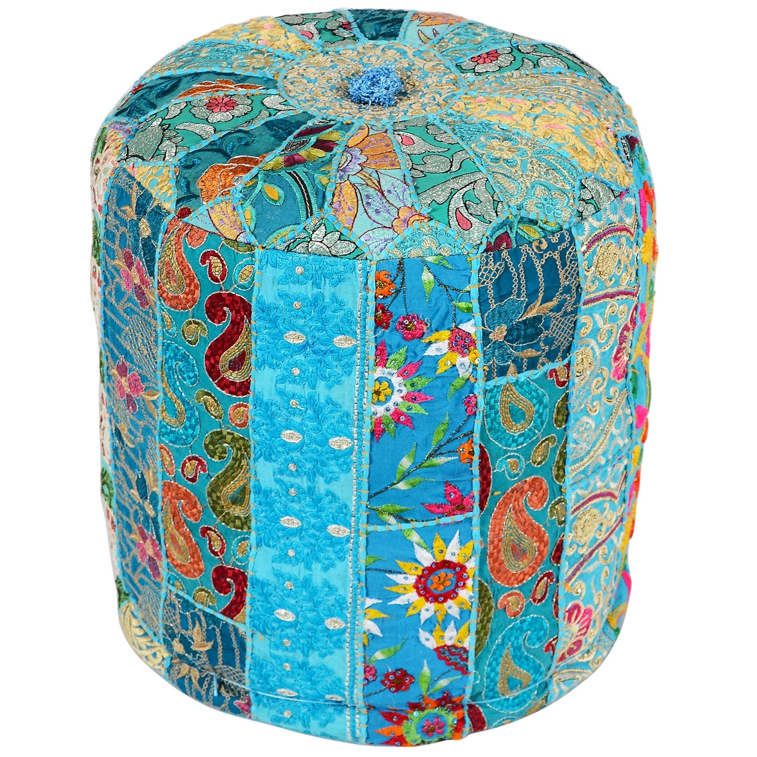 Pouf Shanti Tissu Bleu
