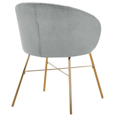 Chaise en velours Armelio argent pieds or