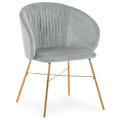 Chaise en velours Armelio argent pieds or