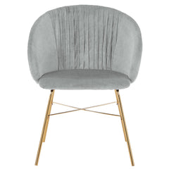Chaise en velours Armelio argent pieds or