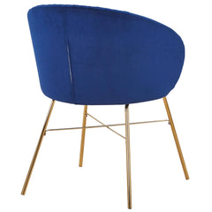 Chaise en velours Armelio bleu avec pieds or